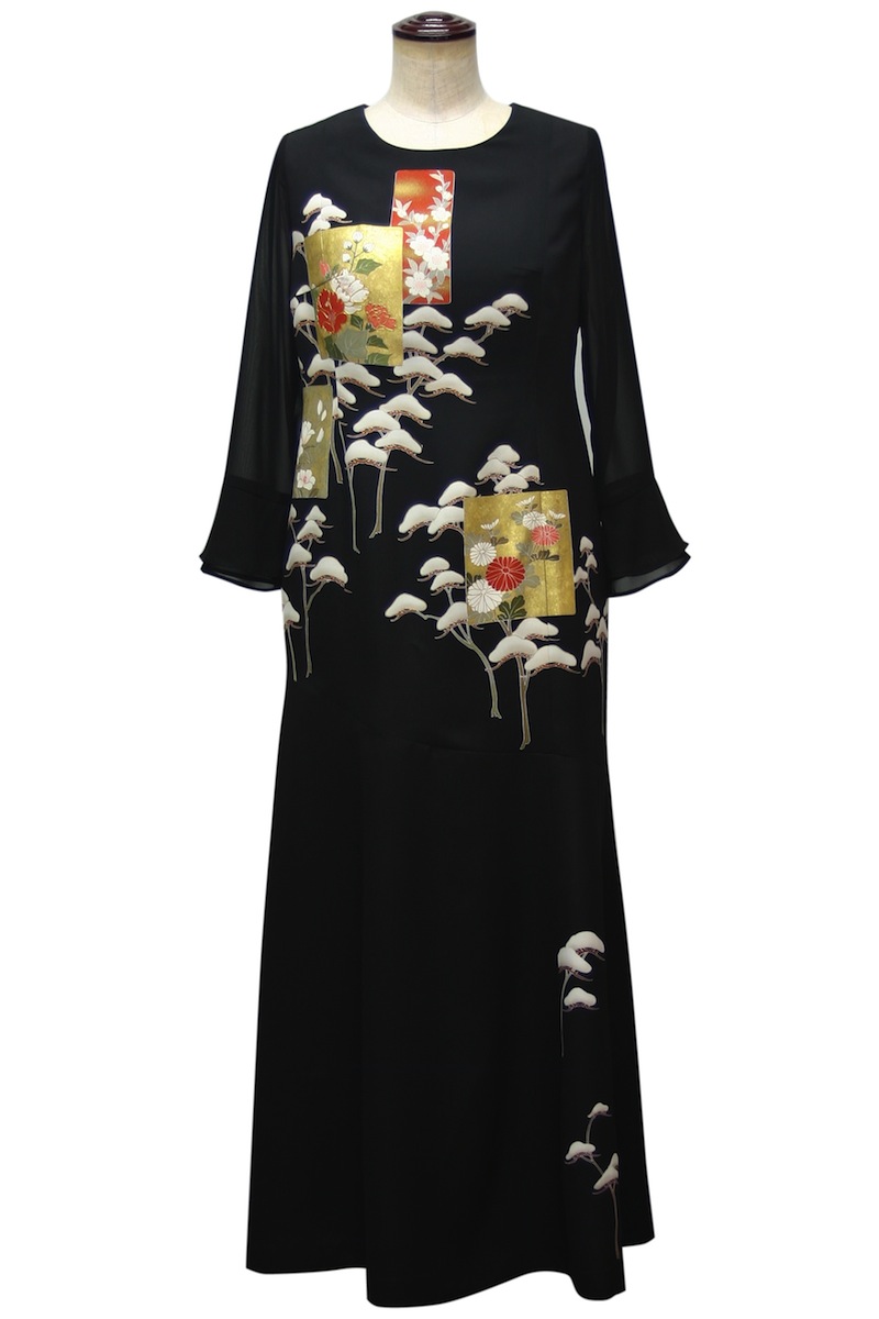 1271 黒留袖 リメイク ボレロ付き ワンピース ドレス S～Ｍサイズ相当+