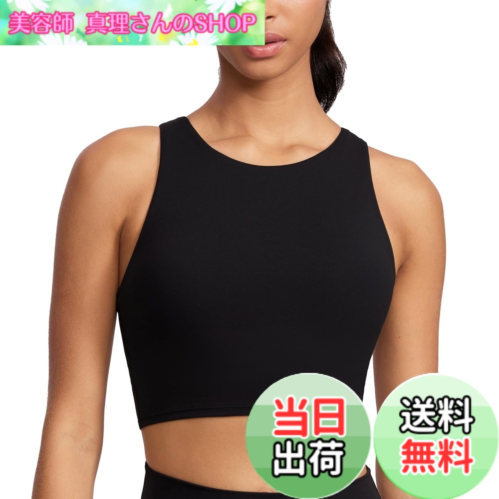 【送料無料】[CRZ YOGA] スポーツブラ ブラトップ ヨガウェア レディース ハイネック レーサーバック カップ付き アジアフィット Butterluxe スポーツ ブラック XS