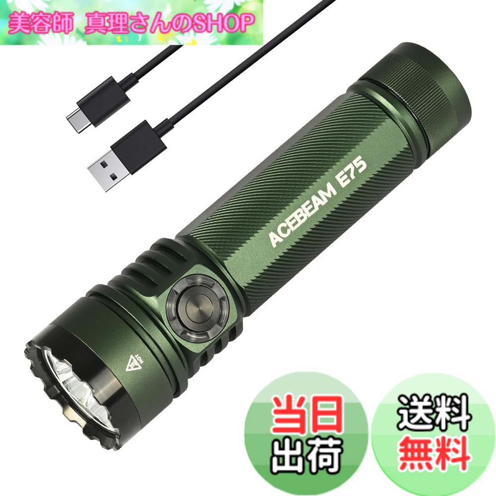 【貨物輸送無料】ACEBEAM E75 懐中照明ランプ 止ん事無い演色性 CRI90 昼白いこと 5000K LED閃光電球点火装置 3000lm 高明快さ 豪然たる ハンデ点火装置 細工物点火装置 USB-C申し受ける式 IP68雨合羽 小型 難民キャンプ 山登り 探しもとめる保護すること 防災 停電打つ手 まさかの時用