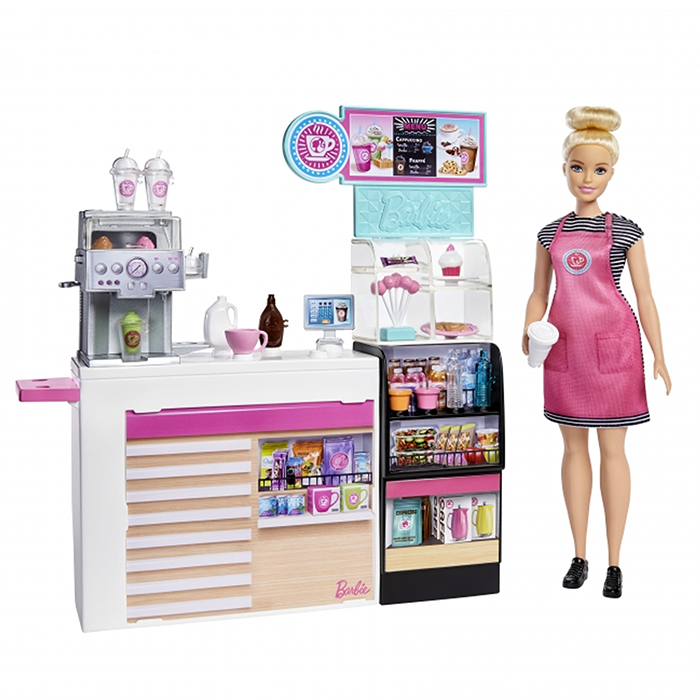 楽天市場 バービー Barbie コーヒーショップ カフェセット 女の子 プレゼント 小学生 幼稚園 おもちゃ 人形 着せ替え 着せ替え人形 Market Basket