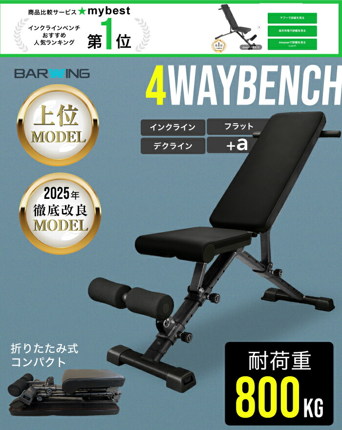 □7/27迄 お買い物マラソン□ 4WAY トレーニングベンチ インクライン 