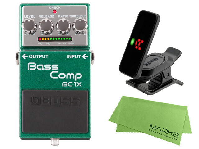 BOSS ボス Bass Comp BC-1X + KORG Pitchclip 2 PC-2 + マークスオリジナルクロス セット　コンパクトエフェクター