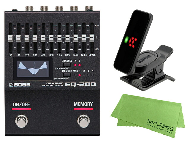 【先着限定最大12.5%OFFクーポン 7/18～】BOSS ボス EQ-200 + KORG Pitchclip 2 PC-2 + マークスオリジナルクロス セット　エフェクター／イコライザー｜マークスミュージック店
