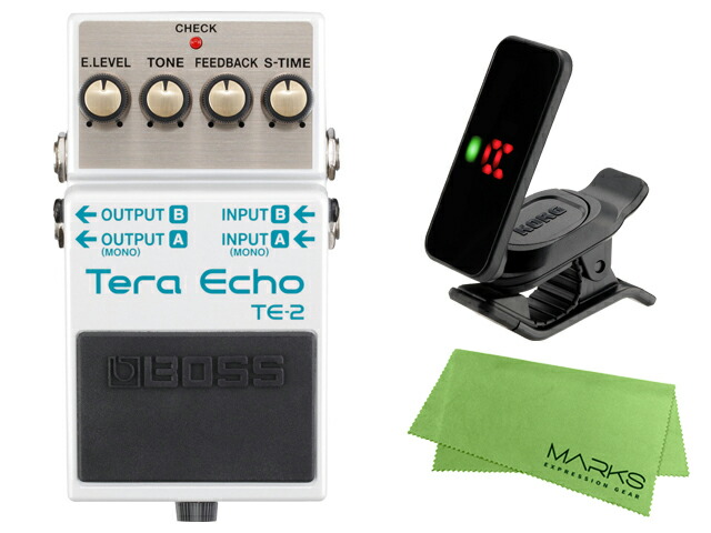 BOSS ボス Tera Echo TE-2 + KORG Pitchclip 2 PC-2 + マークスオリジナルクロス セット　コンパクトエフェクター