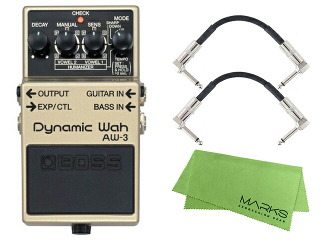 BOSS ボス Dynamic Wah AW-3 + モリダイラパッチケーブル2本セット［マークス・オリジナルクロス付］　コンパクトエフェクター