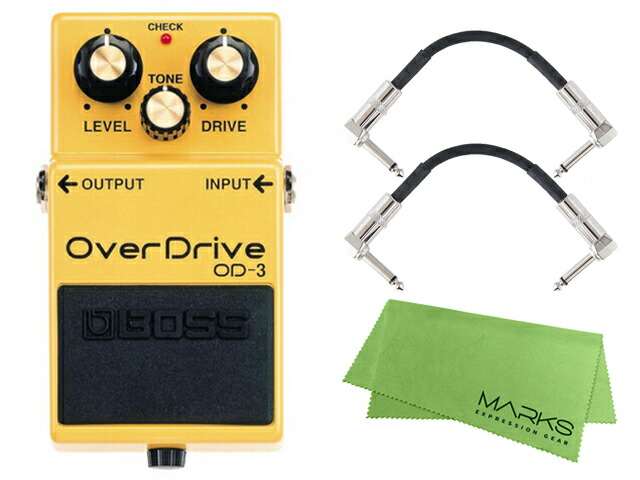 BOSS ボス OverDrive OD-3 + モリダイラパッチケーブル2本 セット［マークス・オリジナルクロス付］　コンパクトエフェクター 10,412円
