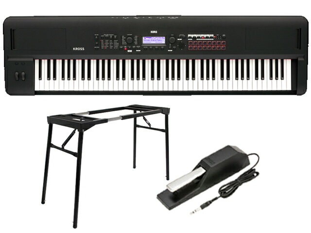 KORG コルグ KROSS 2 88鍵盤モデル Super Matte Black [KROSS2-88MB] ペダル+スタンド セット　シンセサイザー