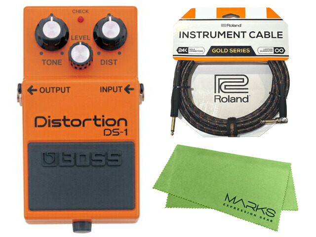 【先着限定最大12.5%OFFクーポン 7/18～】BOSS ボス Distortion DS-1 + Roland ケーブルセット［マークス・オリジナルクロス付］　コンパクトエフェクター｜マークスミュージック店