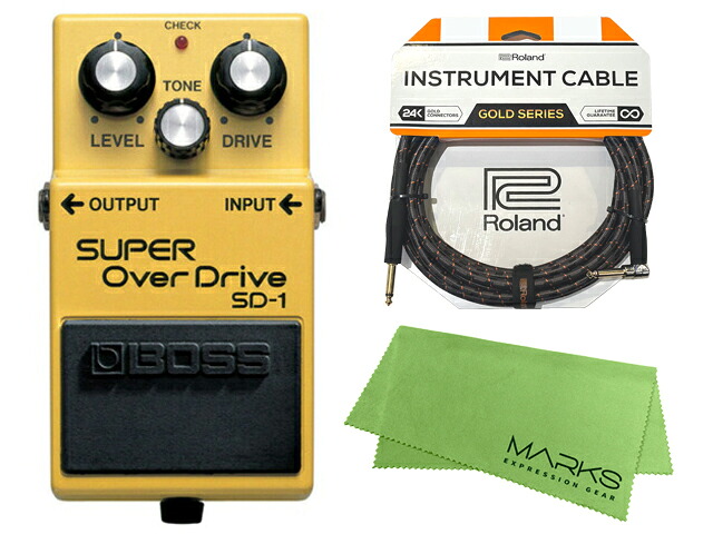 【先着限定最大12.5%OFFクーポン 7/18～】BOSS ボス SUPER OverDrive SD-1 + Roland ケーブル セット［マークス・オリジナルクロス付］　コンパクトエフェクター｜マークスミュージック店