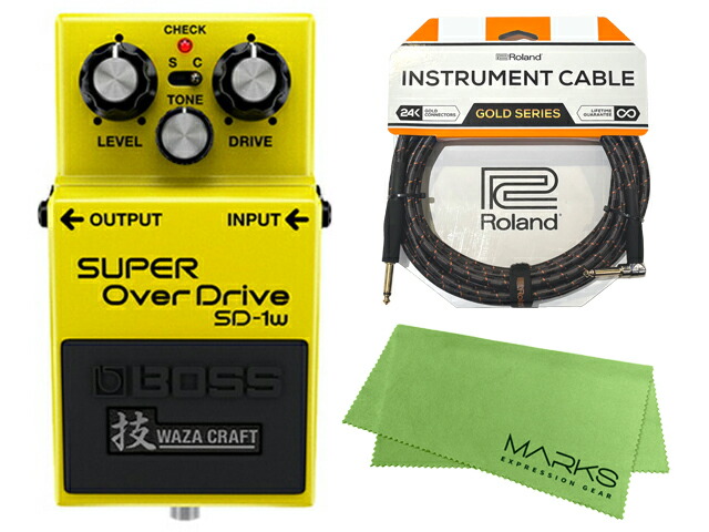 BOSS ボス SD-1w(J) + Roland ケーブル セット［マークス・オリジナルクロス付］　コンパクトエフェクター｜マークスミュージック店 17,390円
