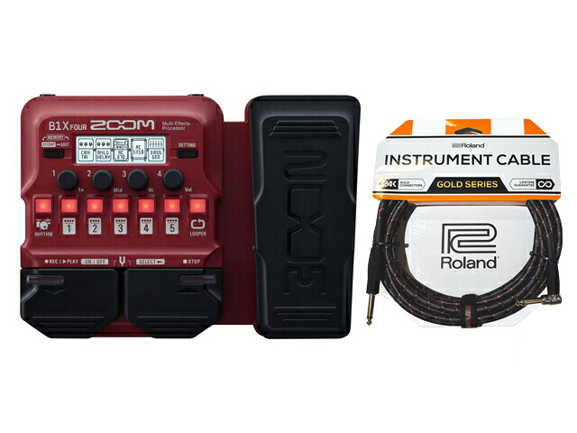 ZOOM ズーム B1X FOUR + Rolandケーブル セット　ベースエフェクター