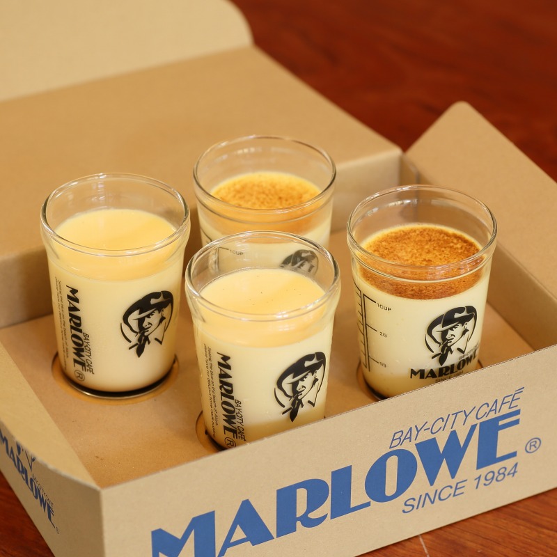 楽天市場 カスタード 北海道フレッシュクリーム 4個セット マーロウ ビーカー入り手作り焼きプリン プリン プリンショップマーロウ楽天市場店