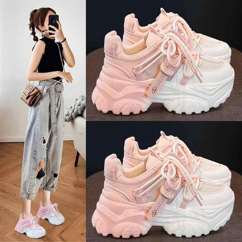 楽天市場】厚底 スニーカー かわいい 韓国系 ダッドスニーカー