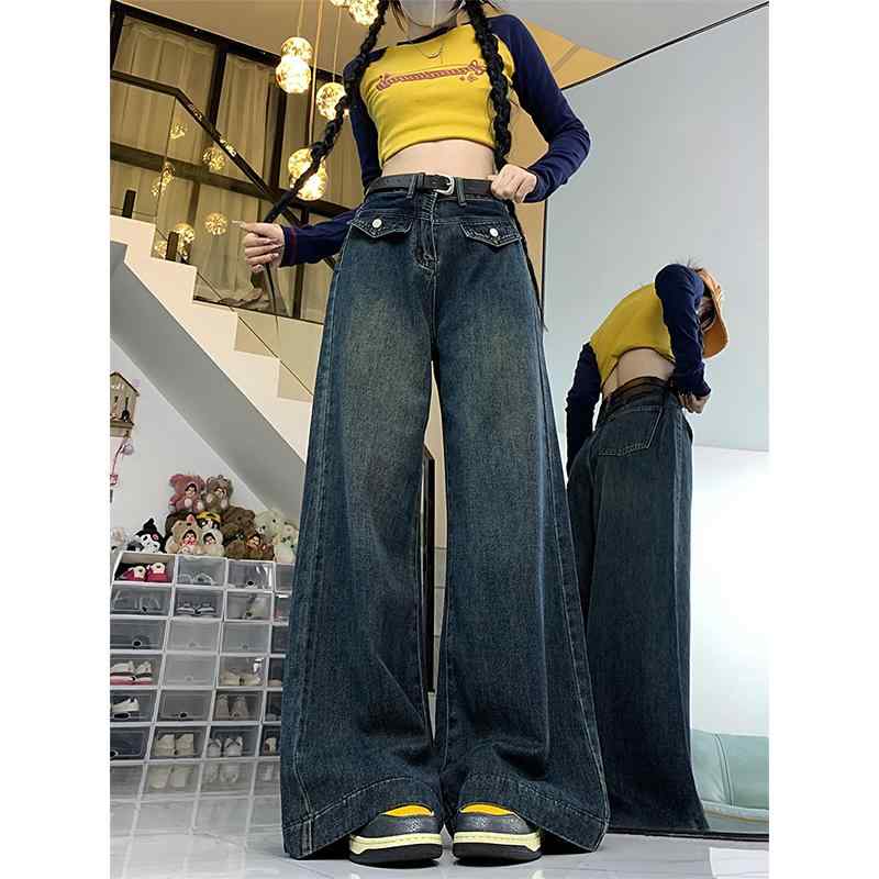 楽天市場】デニムパンツ ヴィンテージ風 アシンメトリー ワイド