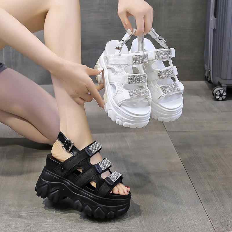楽天市場】スポサン 厚底 サンダル ラインストーン キラキラ
