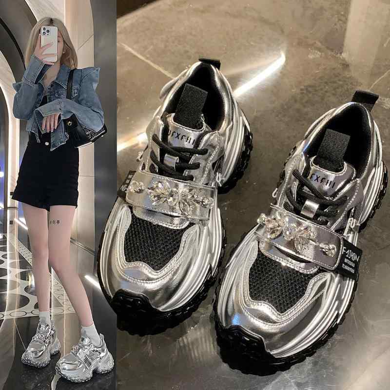 楽天市場】スニーカー 厚底 シルバー メタリック ゴツい 可愛い