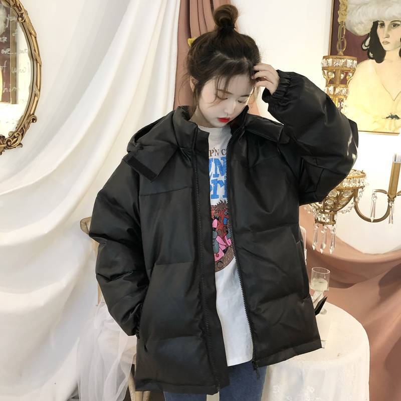 楽天市場 ダウンコート ダウンジャケット アウター コート レディース ジャケット ジャンパー ショート丈 ダウン オーバーサイズ フード付き ゆったり 楽ちん もこもこ ジッパー 襟 シンプル 無地 カジュアル 黒 ブラック 通勤 通学 学生 秋 冬 かっこいい クール デート