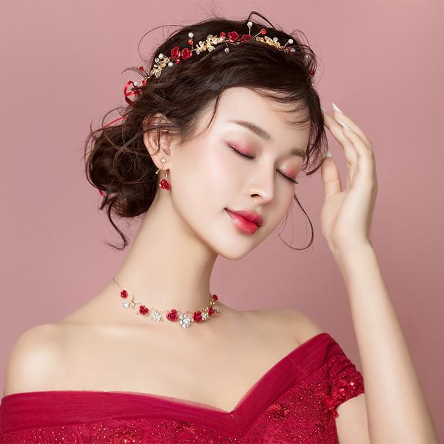 楽天市場】3点セット 上品なレッド 薔薇 ティアラ ピアス