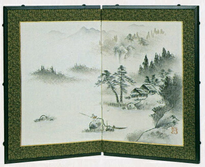 楽天市場】【肉筆美術金屏風】野口雅宝作 金彩鳳凰絵二曲屏風【全国