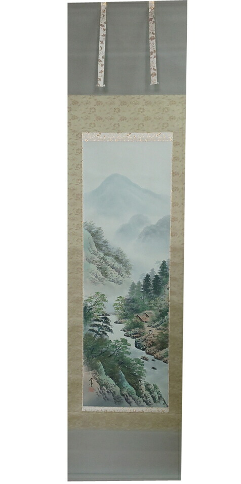 水墨山水 掛軸 今村景元作 Amazon.co.jp: 掛け軸／掛軸 彩色山水 （今村 景元） : ホーム