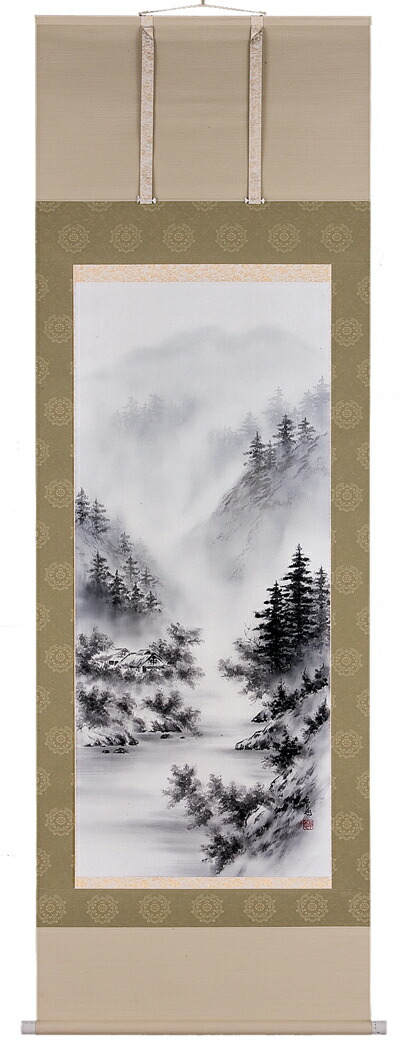楽天市場】【掛け軸／掛軸／山水画】水墨山水（佐藤 静雲