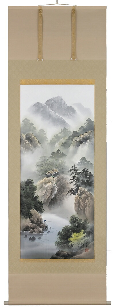 楽天市場】掛け軸／掛軸 彩色山水（中野 長春）(図柄色々有）【送料