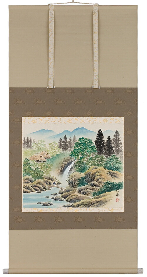 楽天市場】掛け軸／掛軸 彩色山水（小栗春峰）【送料無料