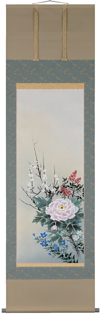 楽天市場】掛け軸／掛軸 四季草花（佐々木 愛日）【送料無料】【代引