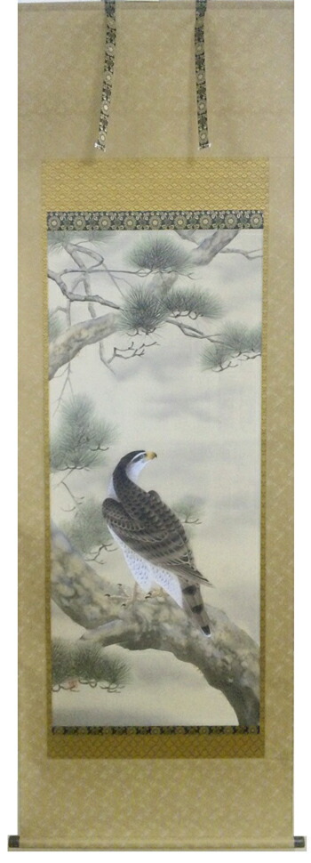 楽天市場】掛軸 大開運松に鷹(だいかいうんまつにたか) - 松尾真雪筆