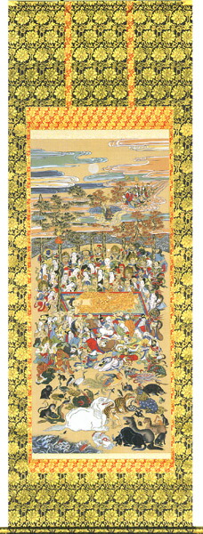 楽天市場】掛け軸 「釈迦涅槃図」 松井翔雲（日本画家無所属） 三尺立