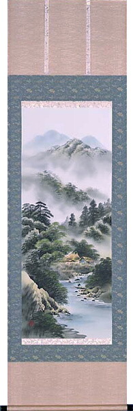 掛け軸 モダン 掛軸 販売 彩色山水(玉峰)<br>【送料無料】【代引き手数料無料】