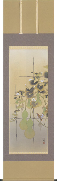 楽天市場】掛け軸 掛軸（かけじく） 六瓢福雀（中村 遠州）日本画 開運