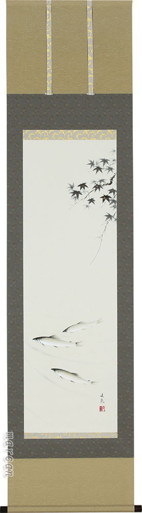 掛け軸／掛軸 鮎（中谷 文魚） アート・美術品・骨董品・民芸品 