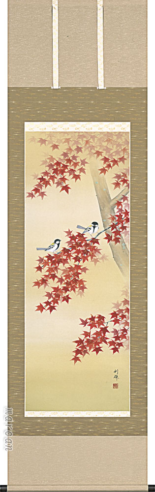 楽天市場】掛け軸 掛軸（かけじく） 紅葉に小禽（北沢 利輝