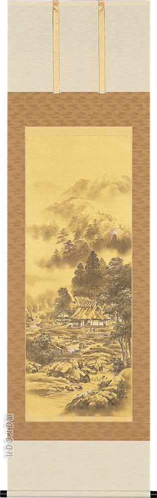 美品　掛け軸　今井玲豊作 淡青山水図 楽天市場】掛け軸 開運四神相応山水図 （今井玲豊） （掛軸小物