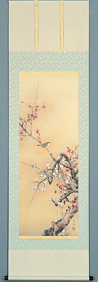 楽天市場】掛軸 南天に小禽 須藤正義画(掛け軸 尺五立)【送料無料