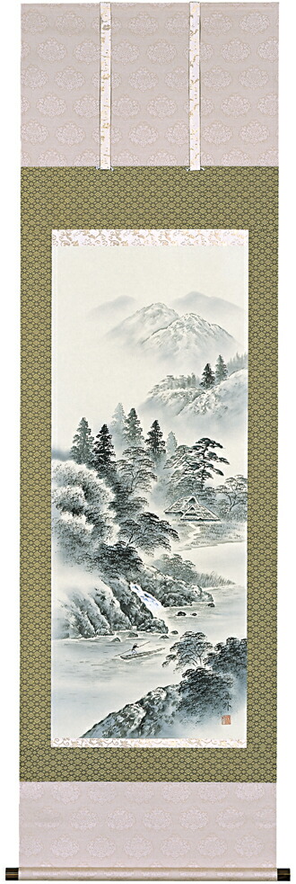 楽天市場】掛軸 水墨山水 森 雪堂 尺五立 掛け軸 全国送料無料