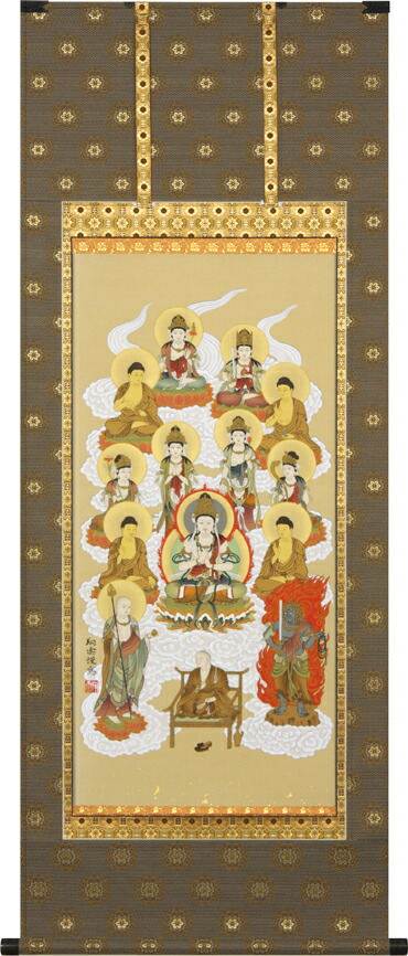 掛け軸／掛軸　真言十三佛（松井　翔雲） 　桐箱収納　お盆　お彼岸　法事　肉筆 　【送料無料】【代引手数料無料】
