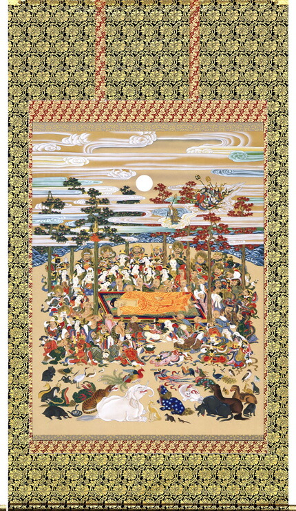 美品 掛け軸 片山白樹作 釈迦涅槃之図 仏画 法要 年中掛け 美品 掛け軸 片山白樹作 釈迦涅槃之図 仏画 法要 年中掛け