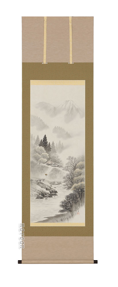 【真作】山田敬中/雪景山水図/山水図/掛軸/名家伝来/AD-158 山田敬中 水墨月夜山水図：掛軸 | 野崎淳之介 『玉石混淆 美術館