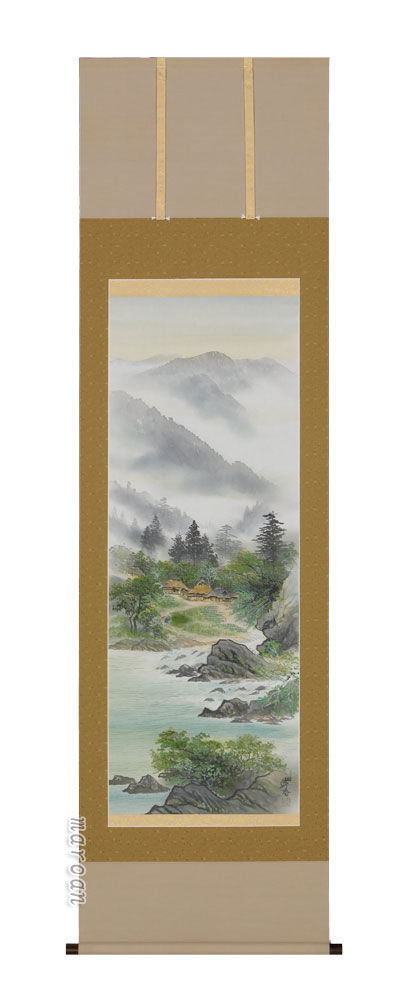 掛け軸／掛軸　淡彩山水（箕輪翠香）【送料無料】【代引手数料無料】｜まろ庵