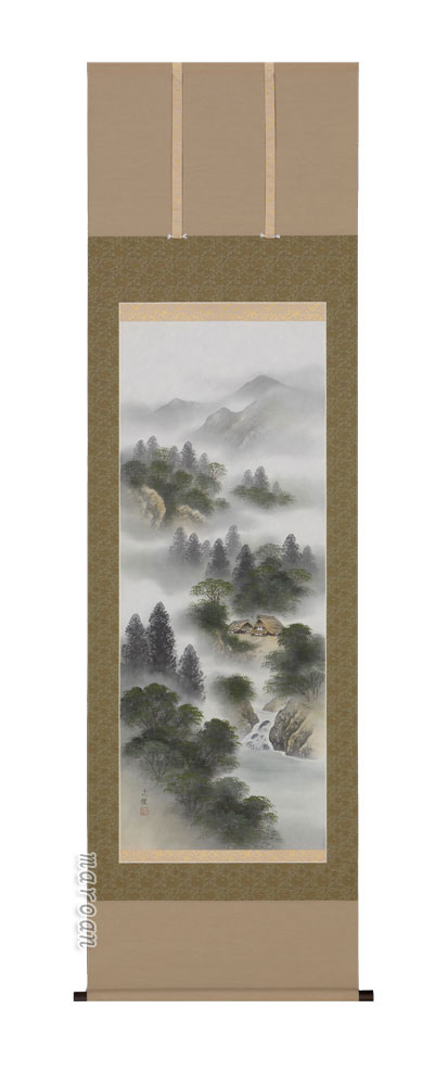 楽天市場】掛け軸／掛軸 彩色山水（中野 長春）(図柄色々有）【送料