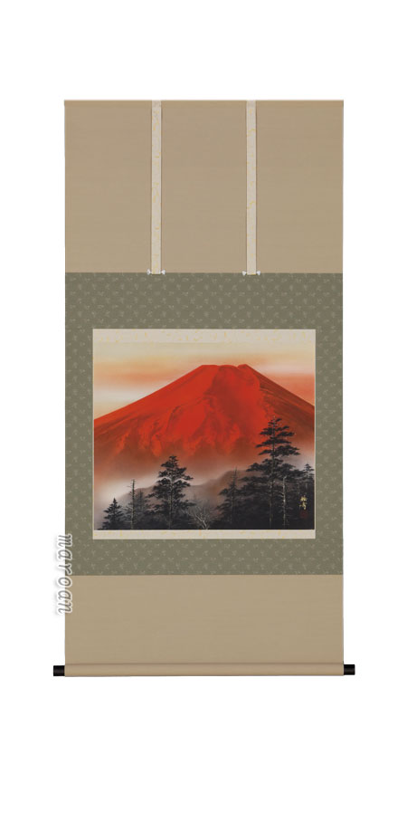 楽天市場】掛け軸 赤富士 (松原正峰) （掛軸小物なし） 送料無料