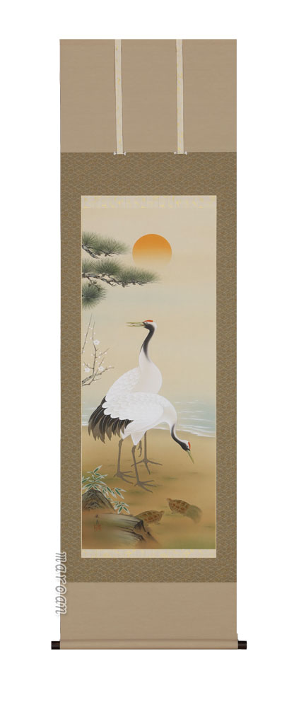 楽天市場】掛け軸 掛軸（かけじく） 鶴亀（小森 藤月）全国送料無料