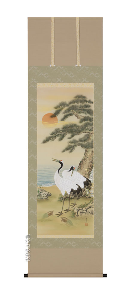 楽天市場】掛け軸／掛軸【鶴亀】鶴亀 双幅対・二幅セット（鈴村 秀山