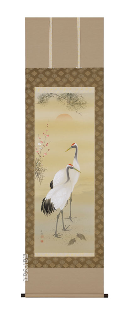 楽天市場】掛け軸 月下白鷺図 (葛谷聖山) （掛軸小物なし) 送料無料