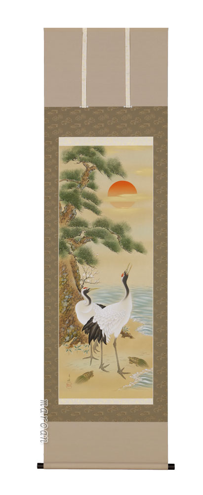 楽天市場】掛け軸 掛軸（かけじく） 旭光双鶴（岩本 青稜）全国送料