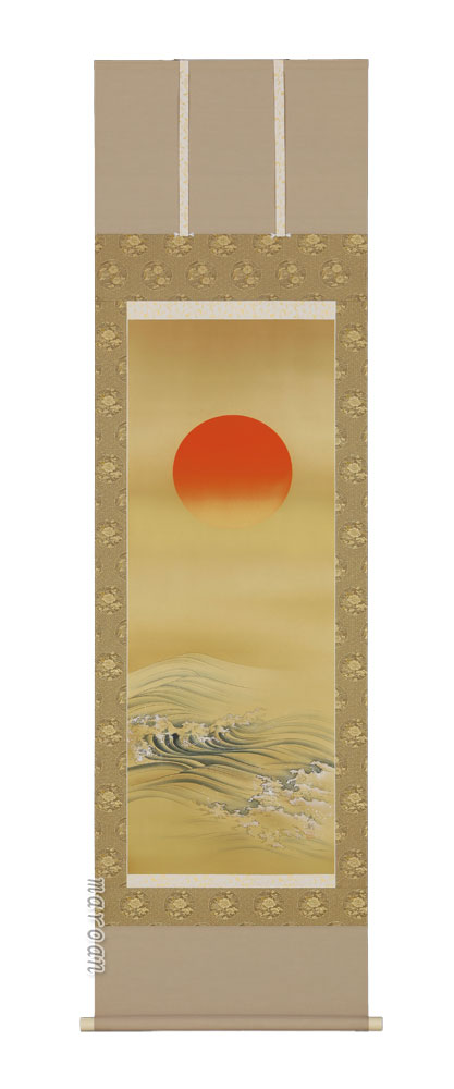 掛け軸/旭日波浪 楽天市場】掛け軸 掛軸（かけじく）旭日静波（美濃 正堂）＜太巻