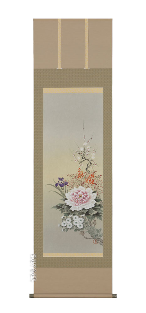 楽天市場】掛け軸 掛軸 四季草花（佐々木 愛日） 全国送料無料無料