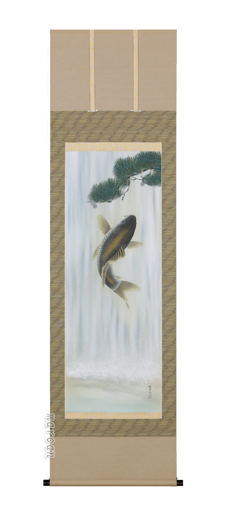 掛け軸　田上芳泉　美術年鑑掲載作家　遊鯉　二匹鯉 掛け軸 田上芳泉 美術年鑑掲載作家 遊鯉 二匹鯉